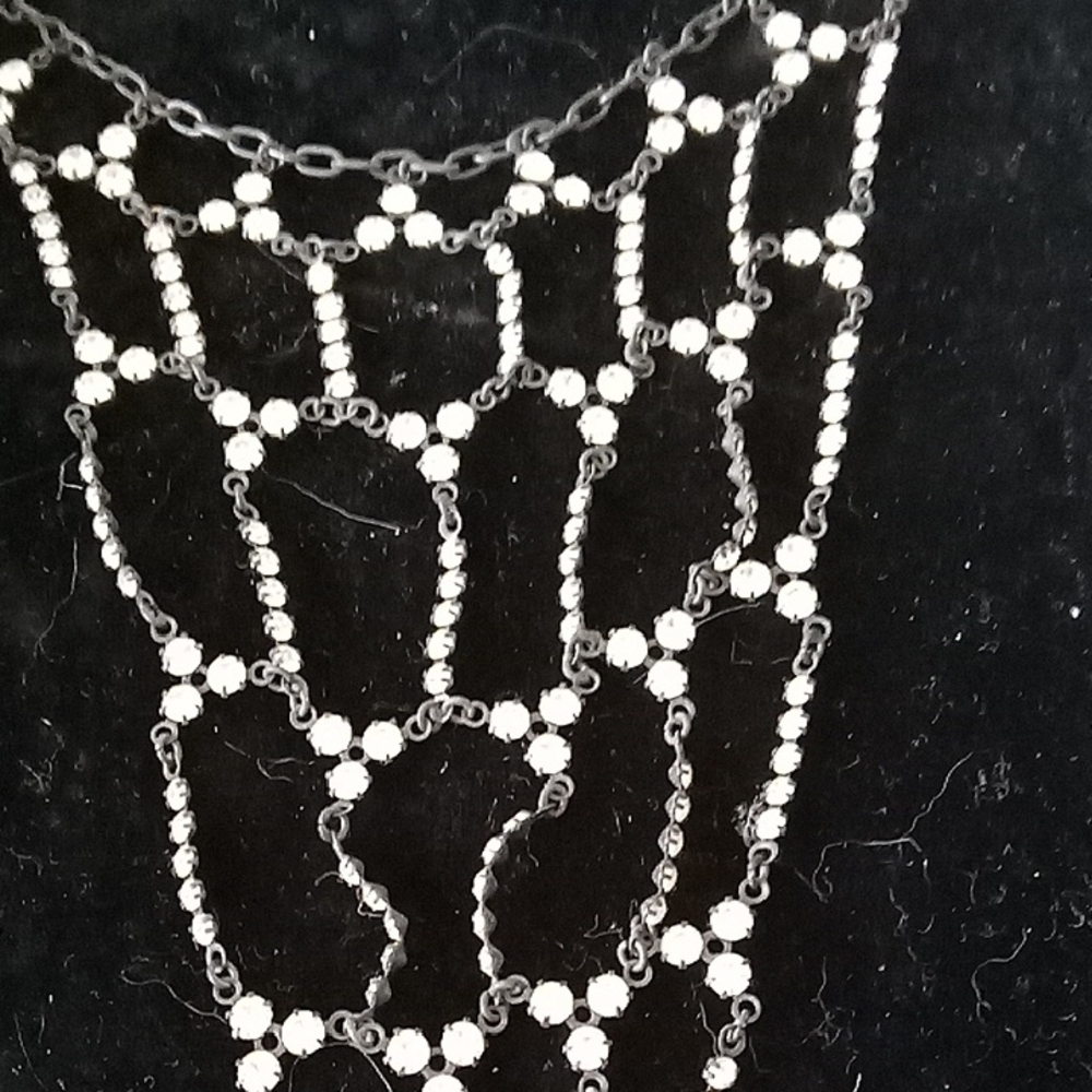 Dramatic Silver-Tone Rhinestone Draped Statement … - image 2